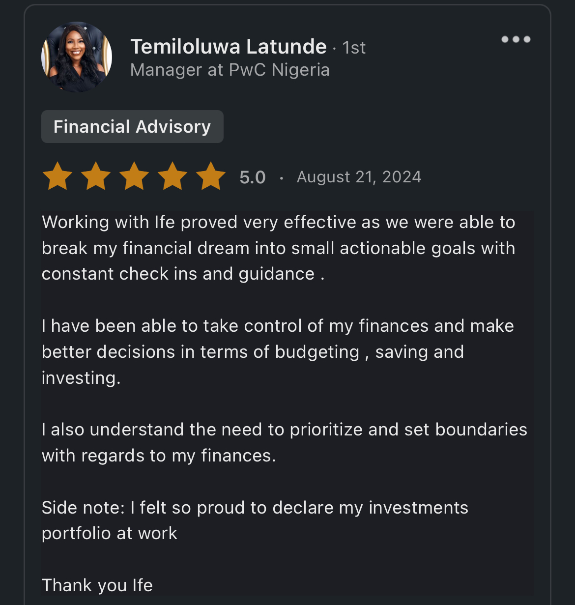 Client Testimonial
