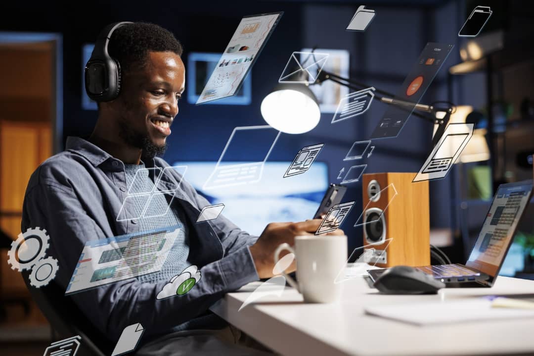 A learner studying on a laptop